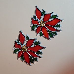 Vintage 70's Holly Suncatchers window decor, Christmas